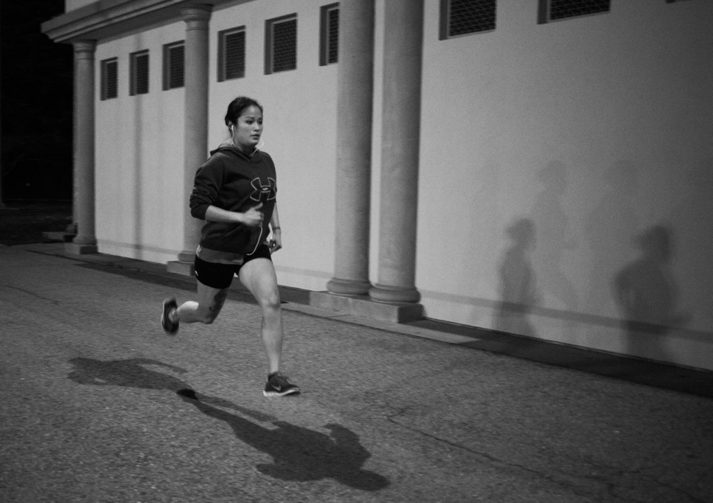 Every Friday evening, Casey goes for a run around the track at Cezar Stadium in San Francisco, CA. The majority of Casey's free time outside the ring is doing other exercises to help her stay in shape for her pro-debut.